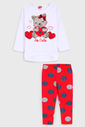 Conjunto 2pçs Kyly Longo Infantil Full Print Branco/Vermelho Conjunto 2pçs Kyly Longo Infantil Full Print Branco/Vermelho