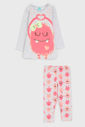 Pijama Kyly Longo Infantil Monstrinho Cinza/Rosa Pijama Kyly Longo Infantil Monstrinho Cinza/Rosa