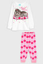 Pijama Kyly Longo Infantil Full Print Branco/Rosa Pijama Kyly Longo Infantil Full Print Branco/Rosa
