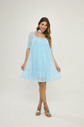 Vestido Manga Curta Tule Poa