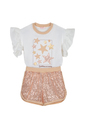 Conjunto estrelas com shorts paetê Conjunto estrelas com shorts paetê