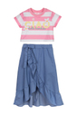 Conjunto Ciao com saia chambray