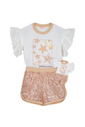 Conjunto estrelas com shorts paetê Conjunto estrelas com shorts paetê