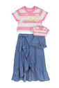 Conjunto Ciao com saia chambray