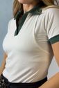 Blusa polo de amamentação Nina - Off white com verde Blusa polo de amamentação Nina - Off white com verde
