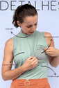 Regata de amamentação gola alta linho - Verde água Regata de amamentação gola alta linho - Verde água