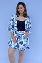 Conjunto - Kimono e short floral azul Conjunto - Kimono e short floral azul