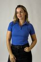 Blusa polo de amamentação Nina - Azul Blusa polo de amamentação Nina - Azul