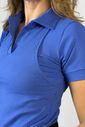 Blusa polo de amamentação Nina - Azul Blusa polo de amamentação Nina - Azul