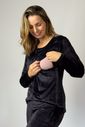 Pijama de amamentação plush - Preto Pijama de amamentação plush - Preto