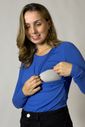 Blusa canelada de amamentação Annie - Azul Blusa canelada de amamentação Annie - Azul