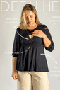 Blusa de amamentação manga princesa Bela - Preta Blusa de amamentação manga princesa Bela - Preta