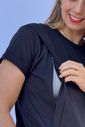 Camiseta de Amamentação zíper embutido - Preta