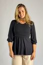 Blusa de amamentação manga princesa Bela - Preta Blusa de amamentação manga princesa Bela - Preta