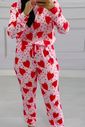 Pijama Manga Longa Estampa Corações Vermelho Pijama Manga Longa Estampa Corações Vermelho