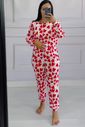 Pijama Manga Longa Corações Dueto Rosê e Vermelho Pijama Manga Longa Corações Dueto Rosê e Vermelho