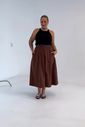 Saia Midi Algodão Carolina Marrom Saia Midi Algodão Carolina Marrom