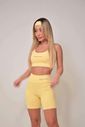 Conjunto Feminino Fitness Básico Bermuda e Top - Amarelo