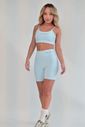 Conjunto Feminino Fitness Básico Bermuda e Top - Azul Polar