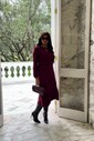 VESTIDO CAMPONESA MANGA LONGA  - BORDÔ