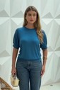 BLUSA RAGLAN MANGA BUFANTE - AZUL PETRÓLEO BLUSA RAGLAN MANGA BUFANTE - AZUL PETRÓLEO
