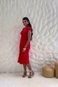 VESTIDO MIDI BUSTO NÓ  - VERMELHO