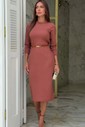 VESTIDO MIDI TÉRMICO C/CINTO - MARROM
