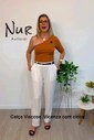 CALÇA VISCOSE C/CINTO - BRANCO OFF