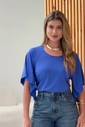 BLUSA MANGA SINO - AZUL