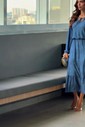 VESTIDO CAMPONESA MANGA LONGA  - ESTAMPA JEANS