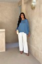 BLUSA MORCEGO MANGA LONGA - AZUL JEANS BLUSA MORCEGO MANGA LONGA - AZUL JEANS