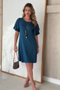 VESTIDO MANGA BABADOS - AZUL PETRÓLEO VESTIDO MANGA BABADOS - AZUL PETRÓLEO
