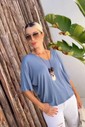 BLUSA GOLA V - AZUL JEANS