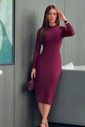 VESTIDO MIDI TULE MANGA LONGA - BORDÔ