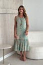 VESTIDO BARRA FRANZIDA MIDI - ESTAMPA VERDE
