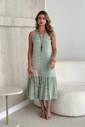 VESTIDO BARRA FRANZIDA MIDI - ESTAMPA VERDE