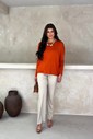 BLUSA AMPLA MANGA LONGA - TERRA COTA