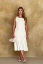 VESTIDO BARRA FRANZIDA MIDI - CRU