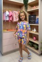 CONJUNTO MENINA CAMISETA E BIKER SALA DE FRUTAS