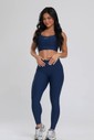 Conjunto Fitness Legging Cós Transpassado e Top Marinho