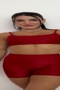 Conjunto: TOP E SHORTS CANELADO CHERRY Conjunto: TOP E SHORTS CANELADO CHERRY
