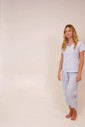Pijama Feminino Manga Curta Com Calça Midi