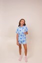 Pijama Feminino Infantil Manga Curta Americano com Shorts