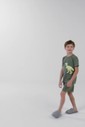 Pijama Masculino Infantil Manga Curta Com Bermuda