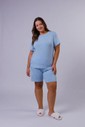Pijama Feminino Manga Curta Com Bermuda Plus Size