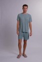 Pijama Masculino Manga Curta Com Bermuda