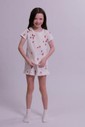 Pijama Infantil Feminino Manga Curta Com Shorts