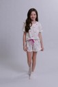 Pijama Infantil Feminino Manga Curta Com Shorts Pijama Infantil Feminino Manga Curta Com Shorts