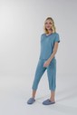 Pijama Feminino Manga Curta Com Calça Capri