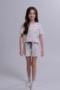 Pijama Infantil Feminino Manga Curta Com Shorts